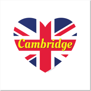 Cambridge England UK British Flag Heart Posters and Art